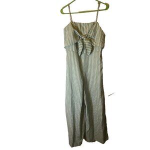 New NWT She + Sky Jumper Jumpsuit Green Stripe‎ Womens Size Large L coquette
